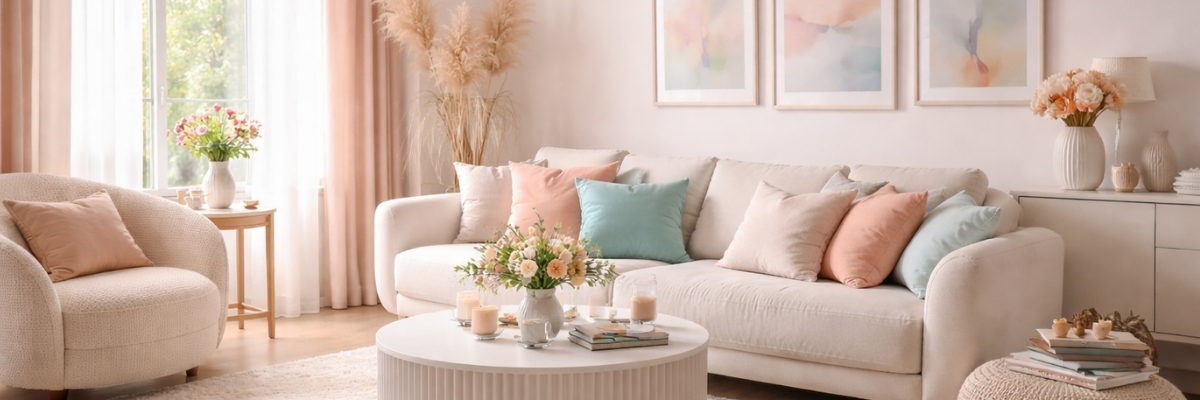 Pastel Tonlarla Yumuşak Geçişli Dekorasyon